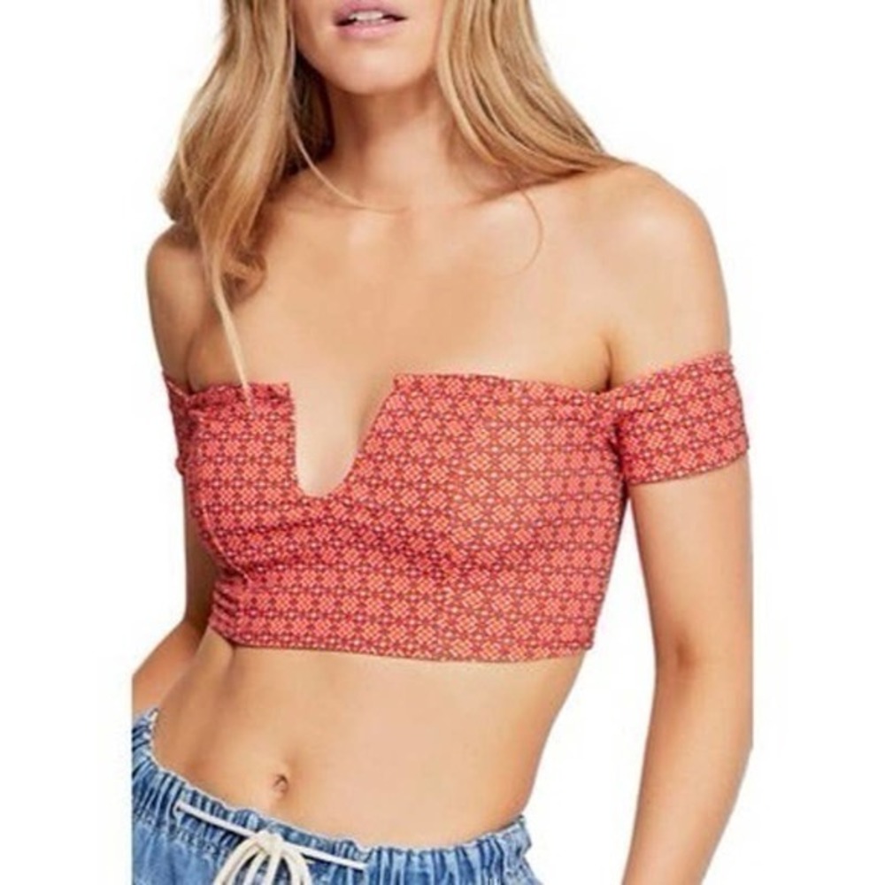 Free People Lucky Now Brami Off Shoulder Crop Top